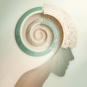 thérapie traumatisme – illustration des approches MOSAIC, hypnose (spirale), TSE Thérapie solutionniste experientielle et thérapie des états du moi